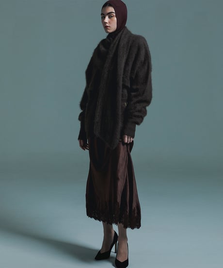 ACETATE SATIN LACE SKIRT