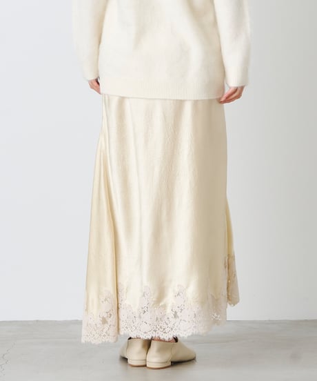 ACETATE SATIN LACE SKIRT