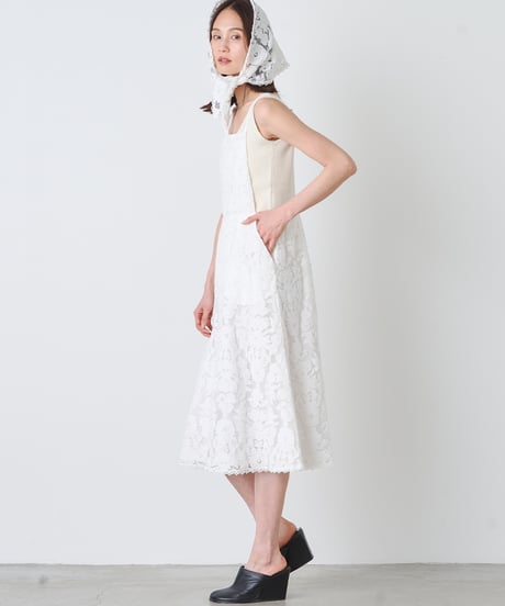 DOT TULLE FLOWER EMBROIDERY DRESS