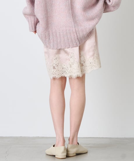 ACETATE SATIN LACE SHORTS