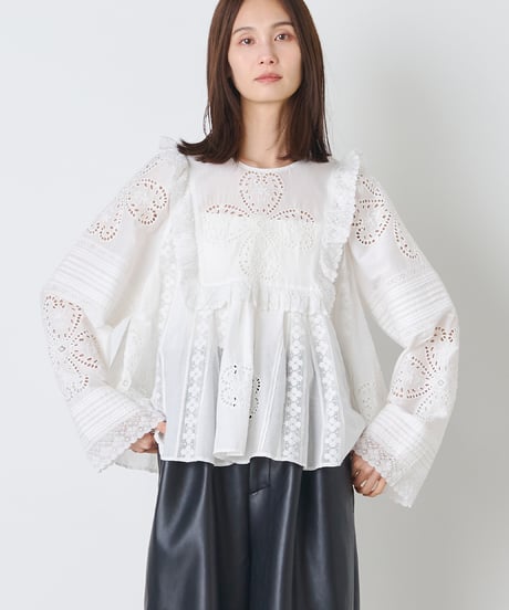COTTON SILK　LACE　BLOUSE