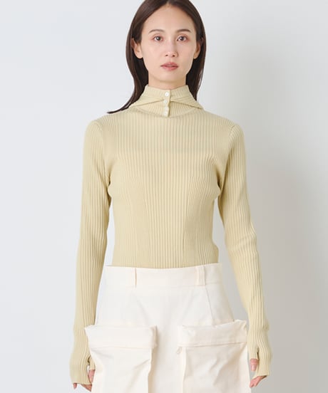 WOOL MIX RIB HOODDIE