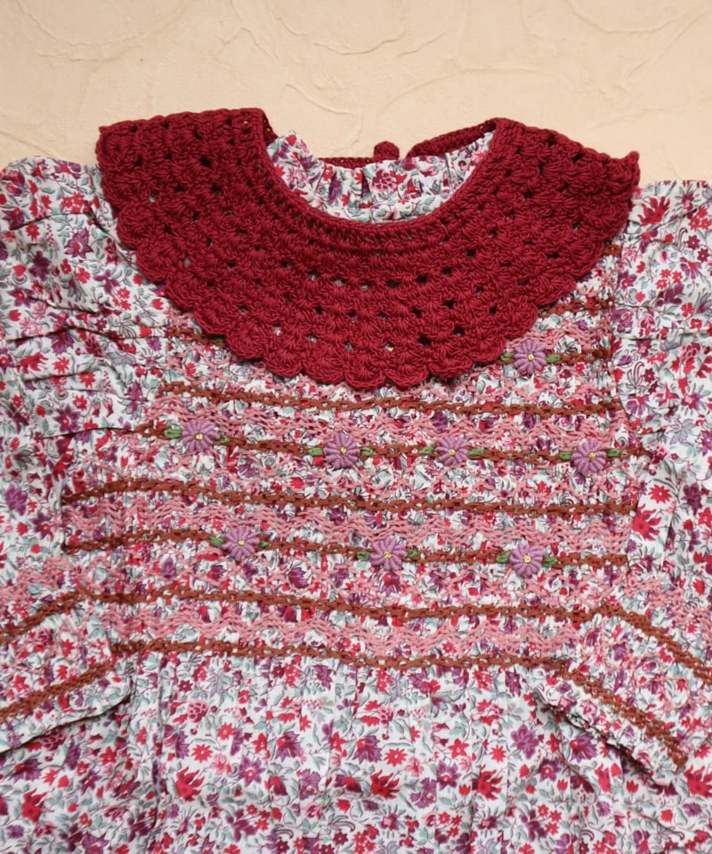 BONJOUR DIARY] HANDSMOCK BLOUSE WITH CROCHET