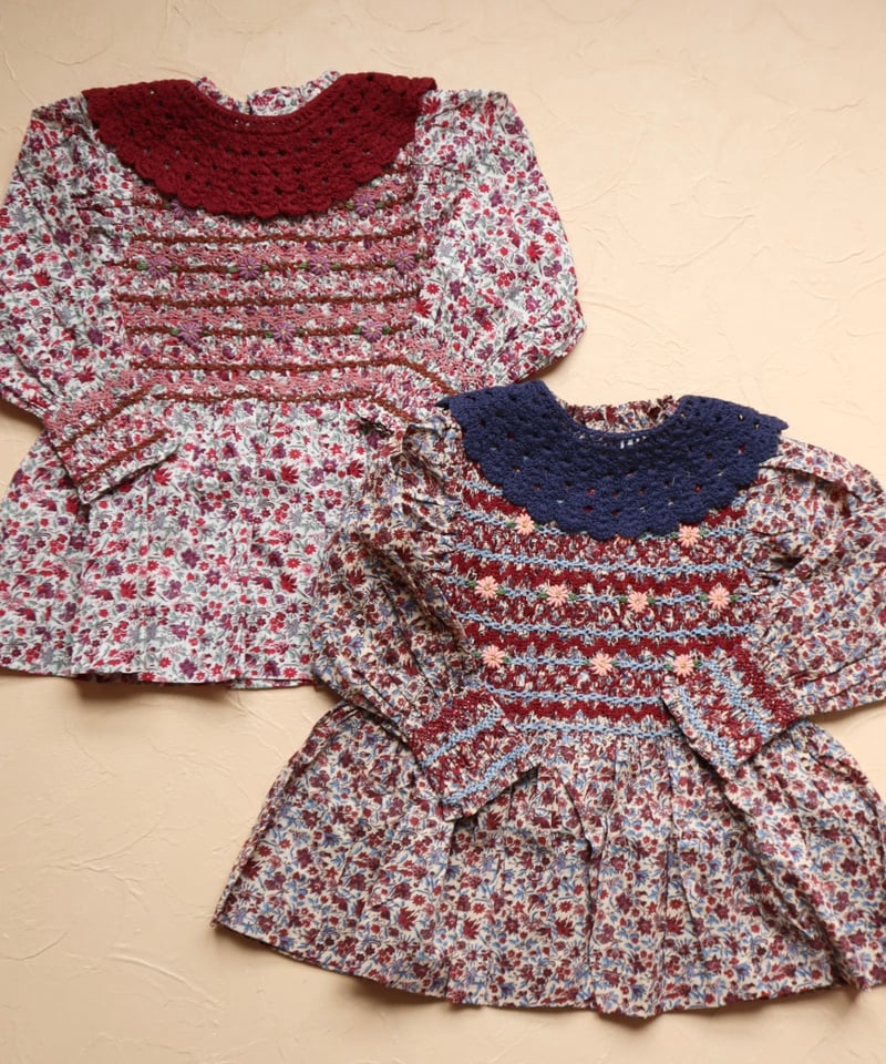 BONJOUR DIARY] HANDSMOCK BLOUSE WITH CROCHET