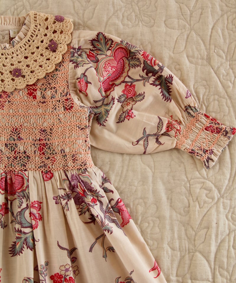 BONJOUR DIARY] HANDSMOCK DRESS WITH CROCHET