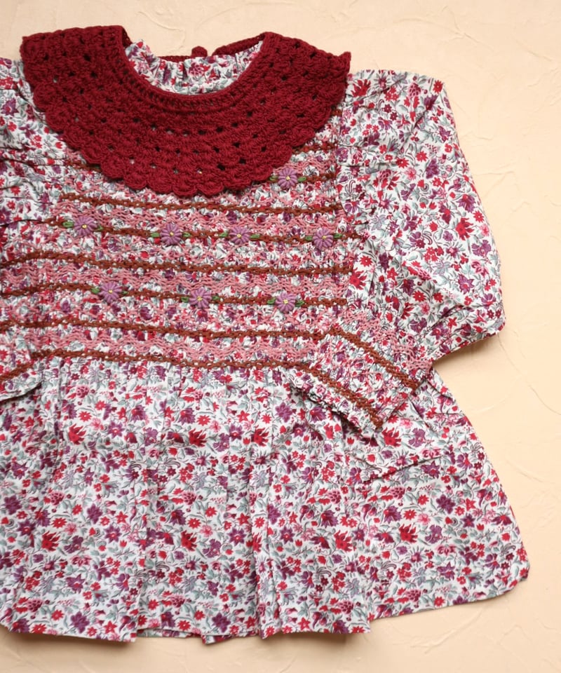 BONJOUR DIARY] HANDSMOCK BLOUSE WITH CROCHET