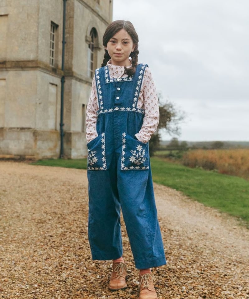 lali kids リバーシブル 刺繍 ジャケット Lali Kids]【残りわずか！】Clara Romper | Bijou Blue Em