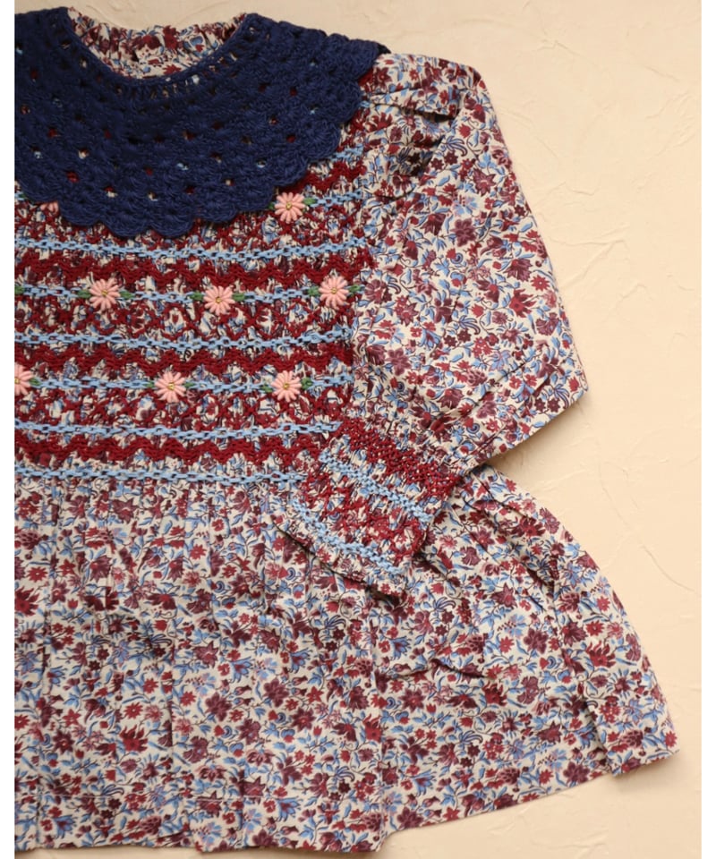 BONJOUR DIARY] HANDSMOCK BLOUSE WITH CROCHET