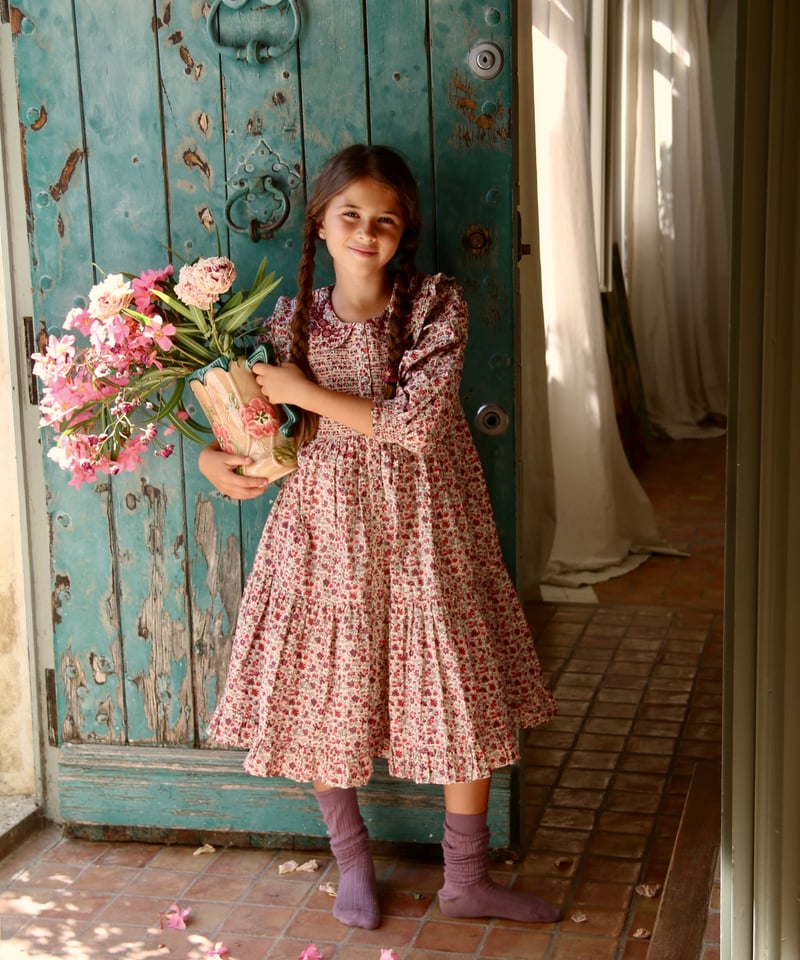 BONJOUR DIARY] LONG DRESS WITH EMBROIDERED CO