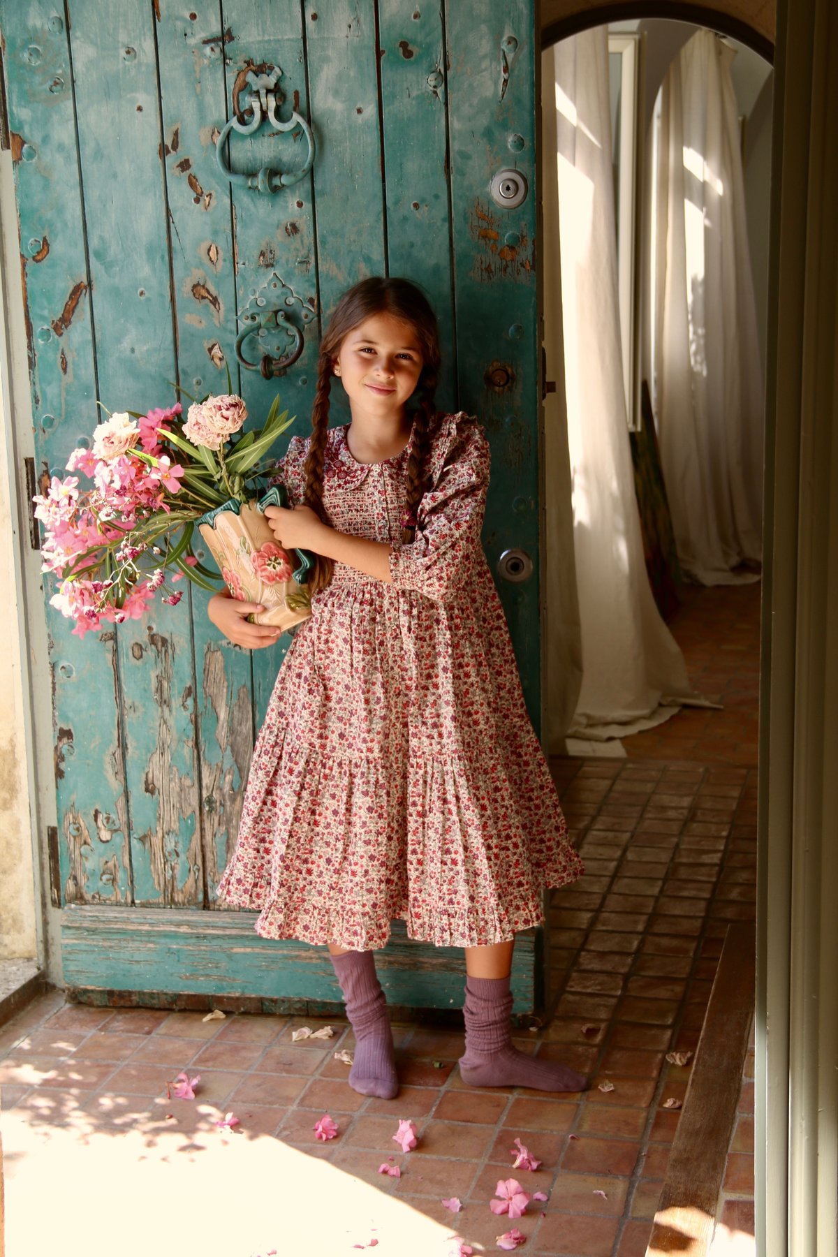 BONJOUR DIARY] LONG DRESS WITH EMBROIDERED CO