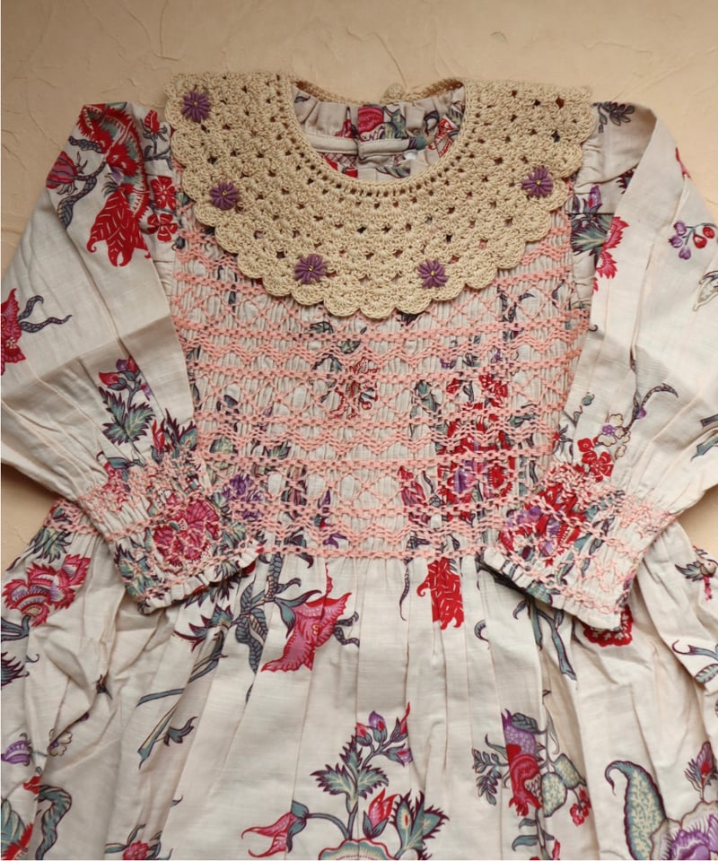 BONJOUR DIARY] HANDSMOCK DRESS WITH CROCHET