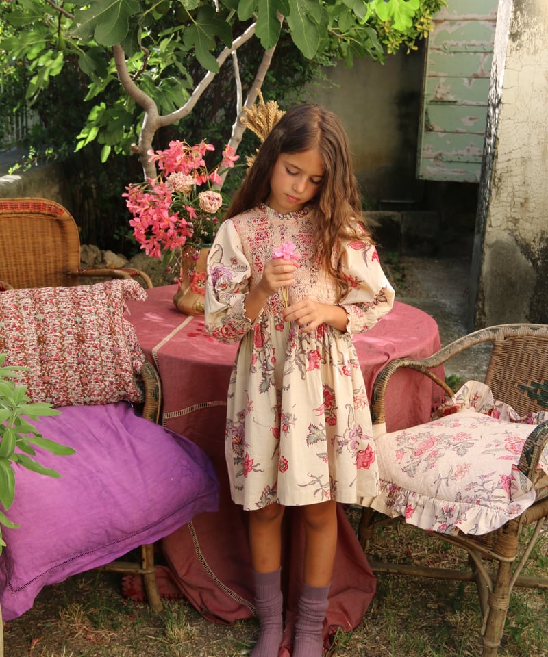 BONJOUR DIARY] HANDSMOCK DRESS WITH CROCHET