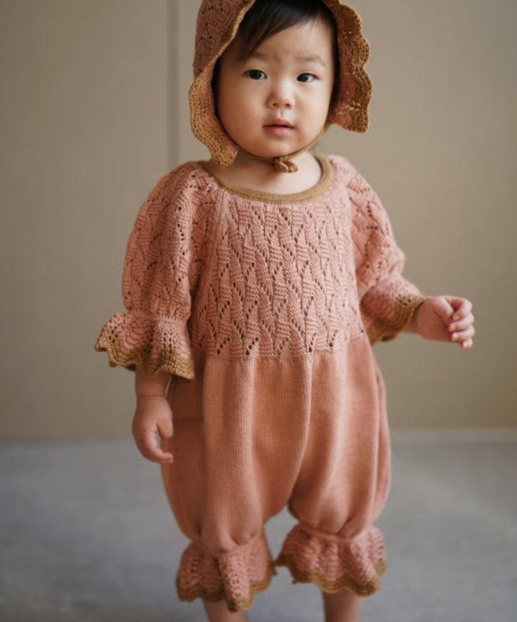 ロンパース・カバーオール mabli AWENA ROMPER 12m MABLI]【LAST1！！】AWENA ROMPER| PINK EARTH | RonR