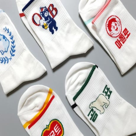 韓国レトロロゴソックス5足セット