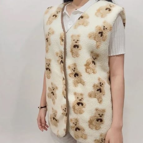 ペットとカップルリバーシブルボアベスト（保温・防寒）