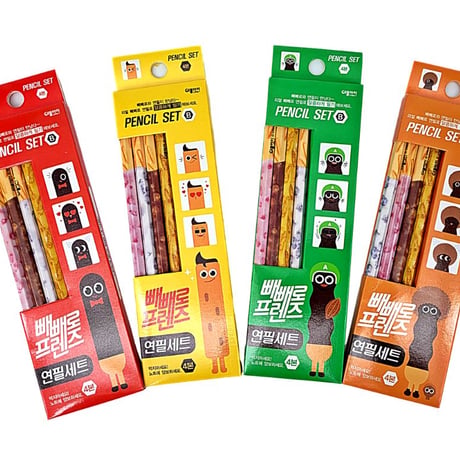 韓国ぺぺロ（ポッキー型）鉛筆 4本セット(ランダム)