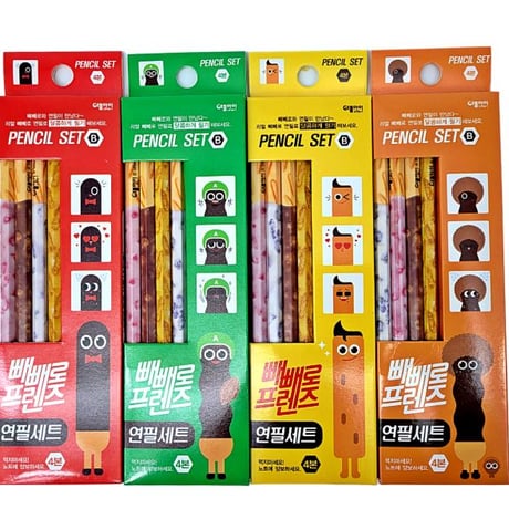 韓国ぺぺロ（ポッキー型）鉛筆 4本セット(ランダム)