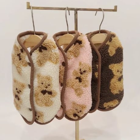 ペットとカップルリバーシブルボアベスト（保温・防寒）