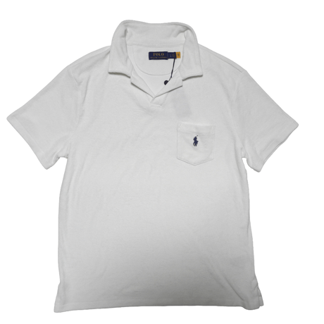 POLO RALPHLAUREN　"PILE POLO SHIRT" S/S SHIRT NAVY / WHITE