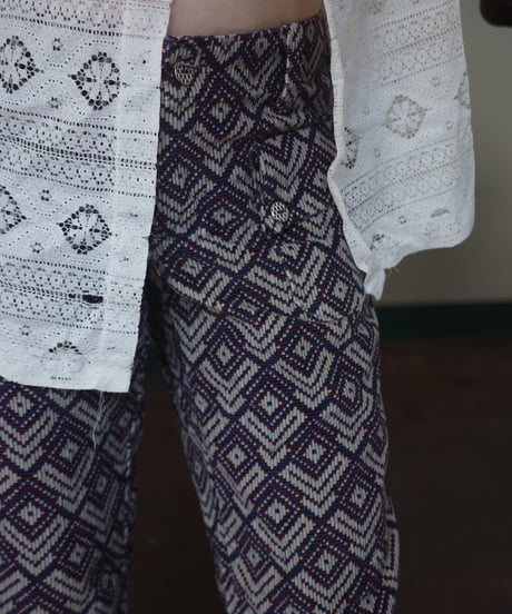 1960s-1970s Geometric Pattern Trousers (with TALON Zip) / W26 L28