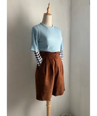 1980s-90s "CHIA" Suede Leather Tuck Shorts