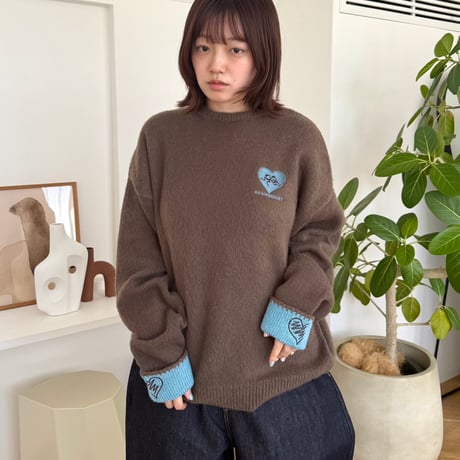 Rib Bicolor Mohair Knit