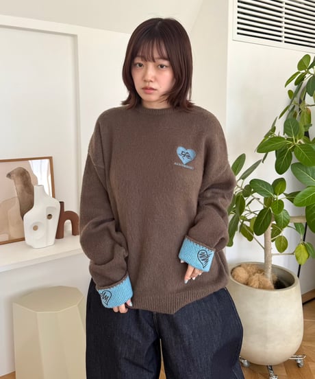 Rib Bicolor Mohair Knit