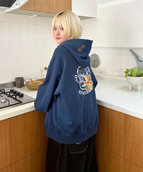 Remember with Flower Zip Hoodie