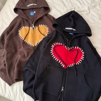 Hand-Stitch Heart Zip Hoodie