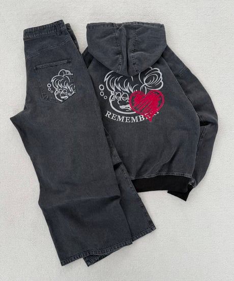 Vintage Denim Zip Hoodie