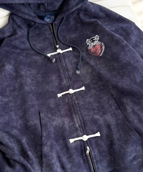 China Button Vintage Zip Hoodie