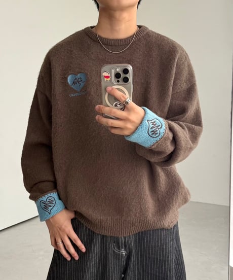 Rib Bicolor Mohair Knit