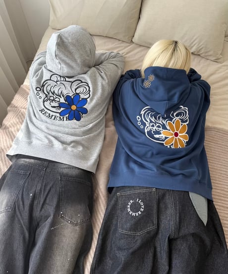 Remember with Flower Zip Hoodie
