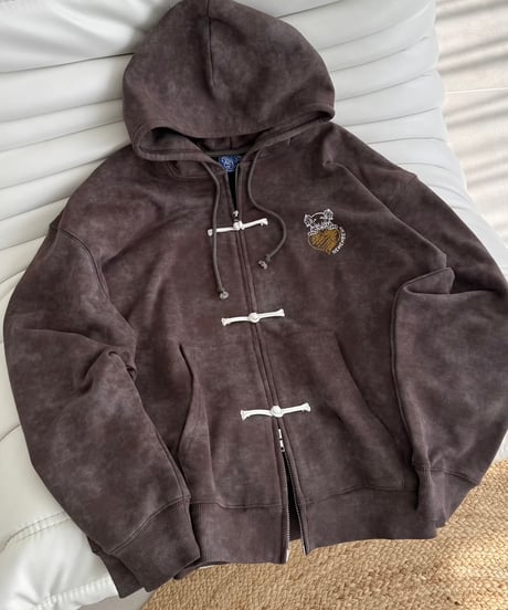 China Button Vintage Zip Hoodie