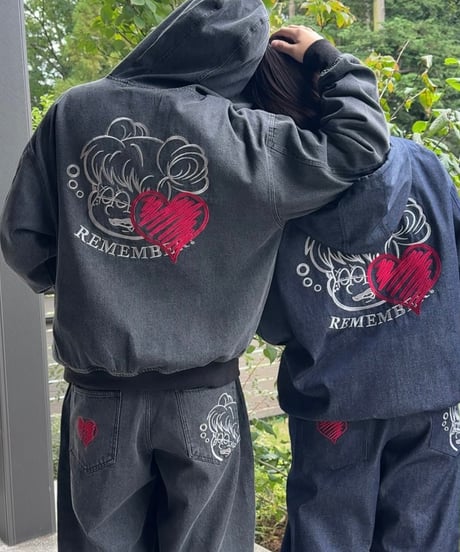 Vintage Denim Zip Hoodie