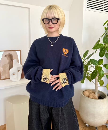 Rib Bicolor Mohair Knit