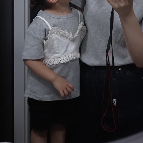 【 ネックプリント不備あり 】 poche  /  women standard pointelle S/S tee - fog