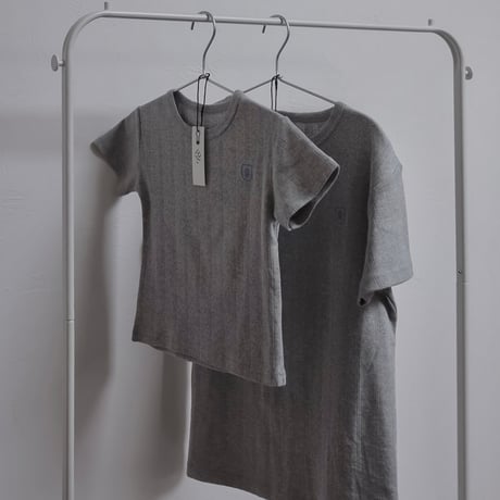 【 ネックプリント不備あり 】 poche  /  women standard pointelle S/S tee - fog