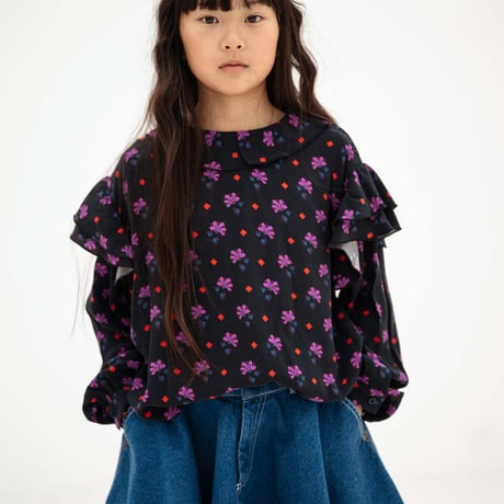 Repose AMS  /  arc denim skirt - faded mid blue