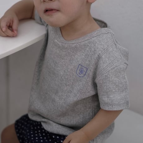 poche  /  children standard pointelle S/S tee - fog
