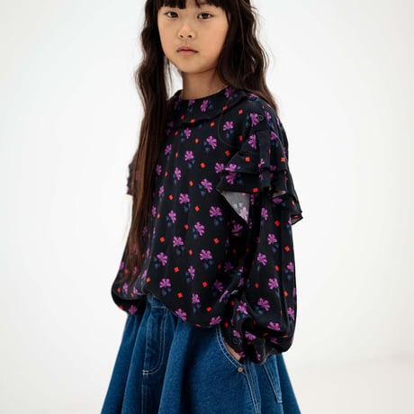 Repose AMS  /  arc denim skirt - faded mid blue