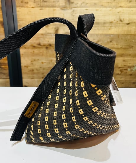 【現品商品 No.716】ラタンバッグ ブラックデニム