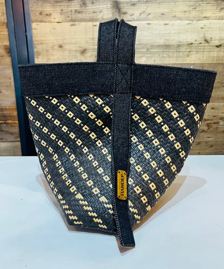 【現品商品 No.716】ラタンバッグ ブラックデニム