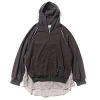 LAYERED ZIP HOODIE　MIX GRAY