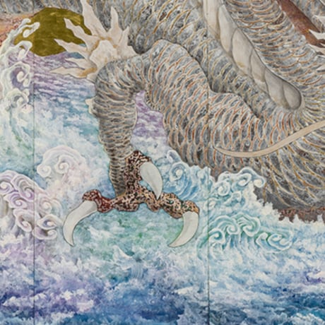 白龍神桜波図  White Dragon Sakura Waves