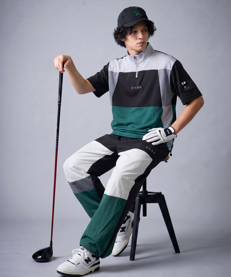 ANTIQUA GOLF×STCH】Color-block Tops-black mix |