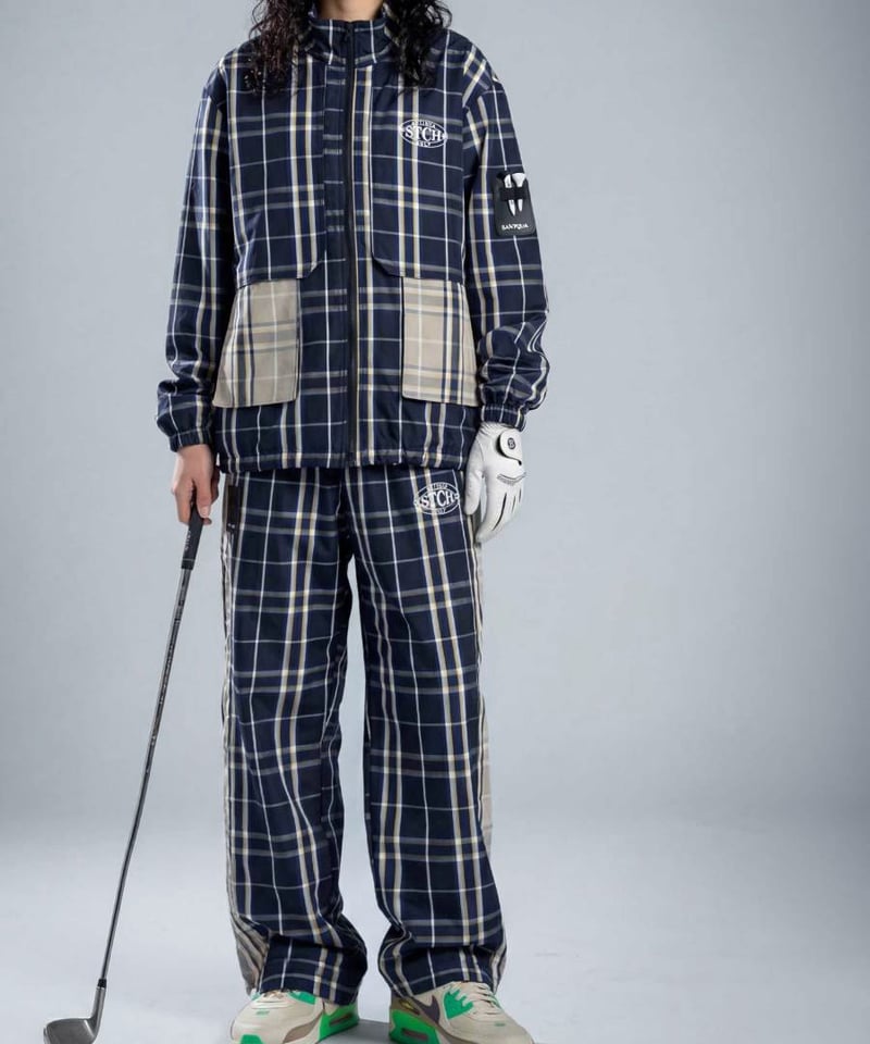 ANTIQUAGOLF×STCH】 Check Logo Tops-navy | 【公式】S