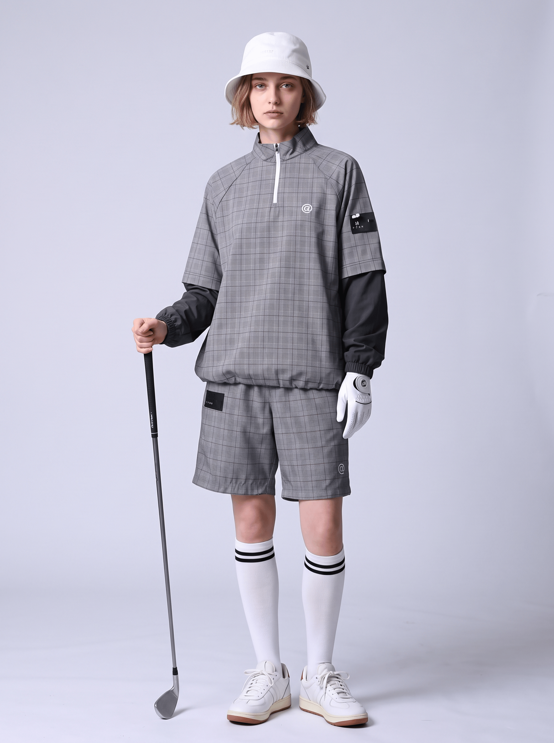 ANTIQUA GOLF×STCH】2way Check Pullover-Glen Che