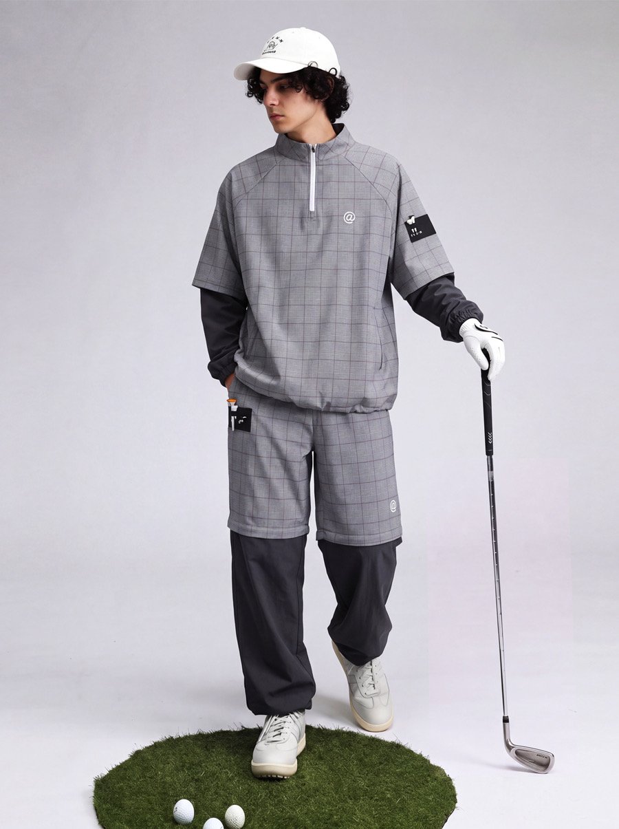 ANTIQUA GOLF×STCH】2way Check Pullover-Glen Che