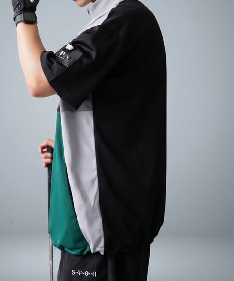 【ANTIQUA GOLF×STCH】Color-block Tops-black mix